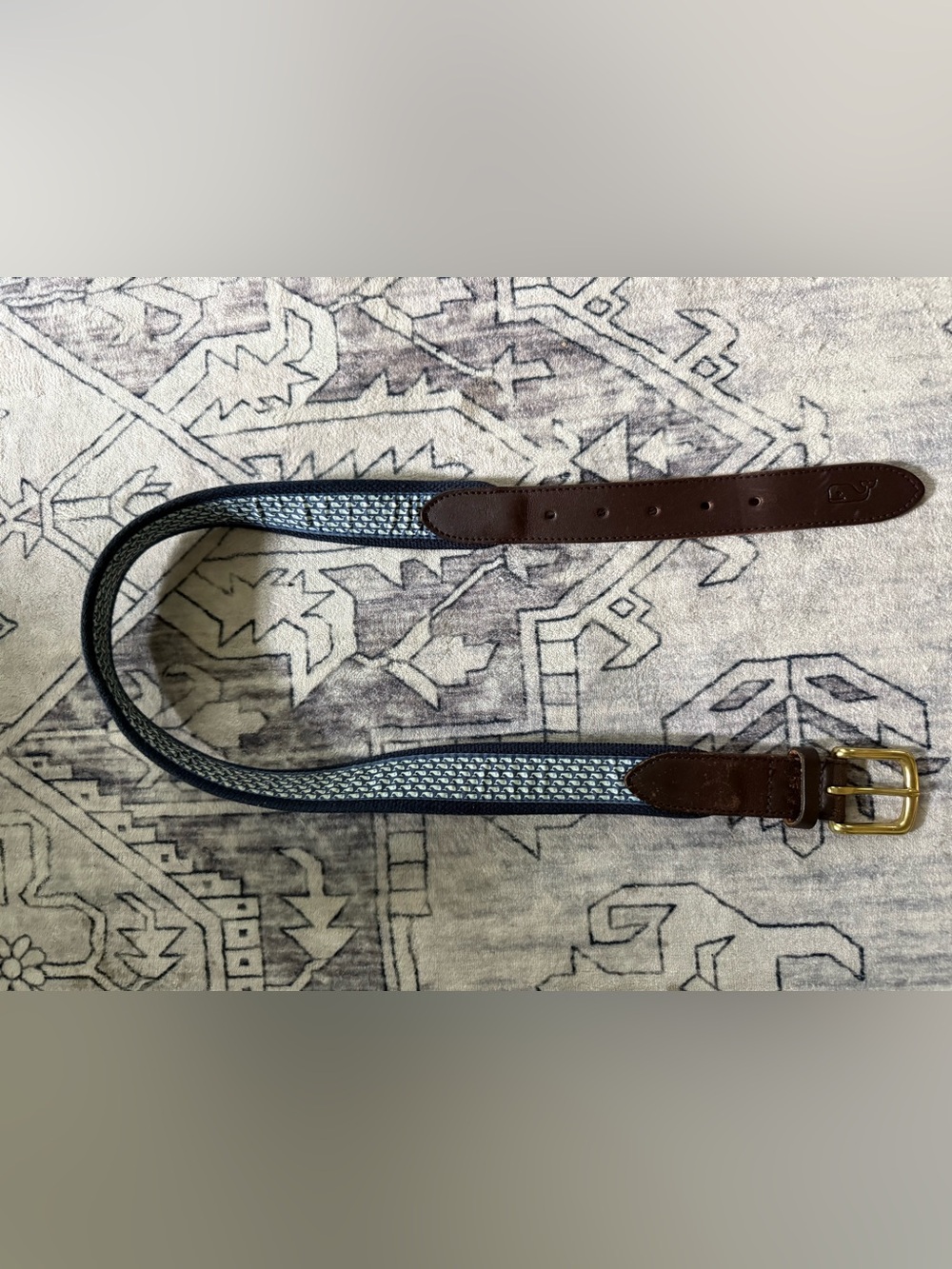 Vineyard Vines Belt Navy Whale Print Leather Size 30